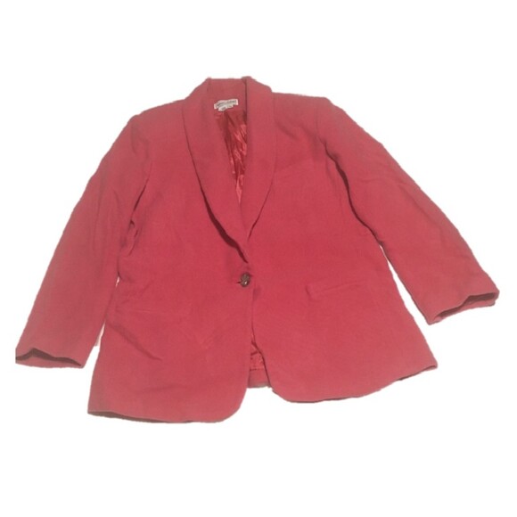 Stephanie Andrews Jackets & Blazers - Vintage Stephanie Andrews blazer Women 16 pink wool blend one button Career 90s
